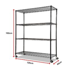 Modular Wire Storage Shelf 120x45x180cm - Black - Complete Storage Solutions