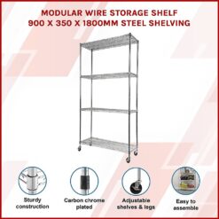 Modular Wire Storage Shelf 90 x 35 x 180cm - Complete Storage Solutions