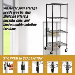Modular Wire Storage Shelf 60x60x180cm - Black - Complete Storage Solutions