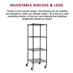 Modular Wire Storage Shelf 60x60x180cm - Black - Complete Storage Solutions
