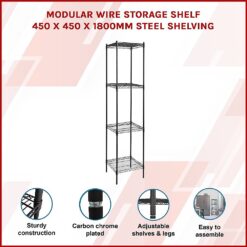 Modular Wire Storage Shelf 45 x 45 x 180cm - Complete Storage Solutions