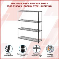 Modular Wire Storage Shelf 150 x 35 x 180cm - Complete Storage Solutions