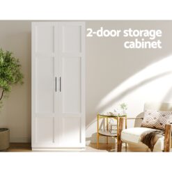 2 Door Cupboard 75x40x180cm - White - Complete Storage Solutions