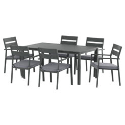 7 Piece Aluminum Outdoor Dining Set - Black