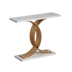 Console Table 100x30x81cm - White & Gold