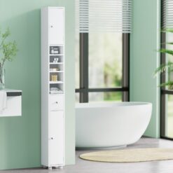 Slimline Bathroom Storage Cabinet 20x20x180cm