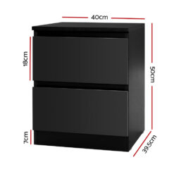 2 Piece Double Drawer Bedside Table Set 40x39.5x50cm - Complete Storage Solutions