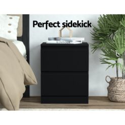 2 Piece Double Drawer Bedside Table Set 40x39.5x50cm - Complete Storage Solutions