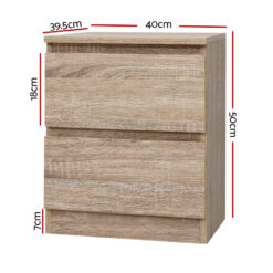 2 Piece Double Drawer Bedside Table Set 40x39.5x50cm - Complete Storage Solutions
