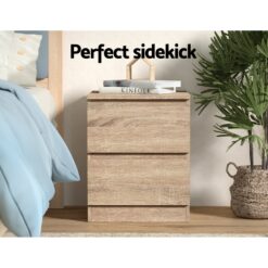 2 Piece Double Drawer Bedside Table Set 40x39.5x50cm - Complete Storage Solutions