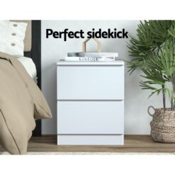 2 Piece Double Drawer Bedside Table Set 40x39.5x50cm - Complete Storage Solutions