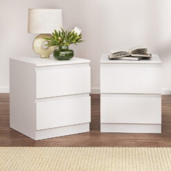 2 Piece Double Drawer Bedside Table Set 40x39.5x50cm - Complete Storage Solutions