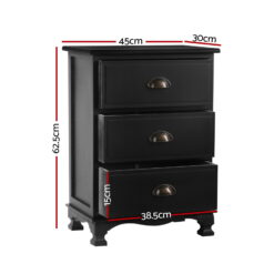 2 Piece 3 Drawer Bedside Table Set - Complete Storage Solutions