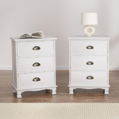 2 Piece 3 Drawer Bedside Table Set - Complete Storage Solutions