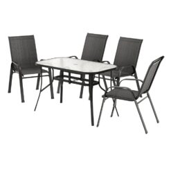 5 Piece Outdoor Dining Set - Black