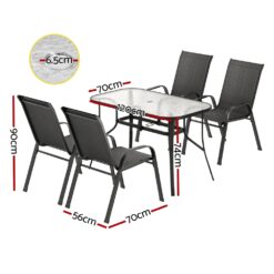 Alternative view of 5 Piece Outdoor Dining Set - Black