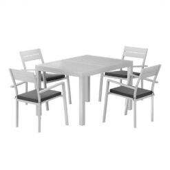 5 Piece Outdoor Aluminium Dining Set - White