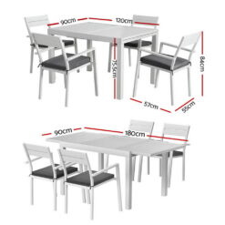 Alternative view of 5 Piece Outdoor Aluminium Dining Set - White