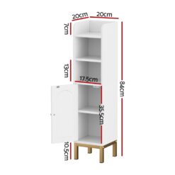 Bathroom Storage Cabinet 20x20x84cm - White - Complete Storage Solutions