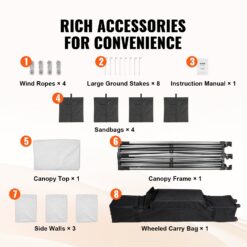 3x3m Pop Up Gazebo with Sidewalls & Bag - White - Complete Storage Solutions