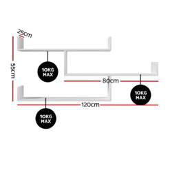 Alternative view of 3-Tier Floating Wall Shelf 100x25x55cm