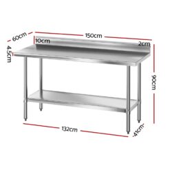Alternative view of Stainless Steel Kitchen Bench 150x60x90cm