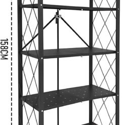 5-Tier Foldable Storage Shelf with Wheels 31x71x158cm - Complete Storage Solutions