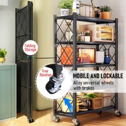5-Tier Foldable Storage Shelf with Wheels 31x71x158cm - Complete Storage Solutions