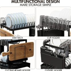 2-Tier Dish Drying Rack with Drainage Tray - Complete Storage Solutions