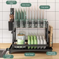 2-Tier Dish Drying Rack with Drainage Tray - Complete Storage Solutions