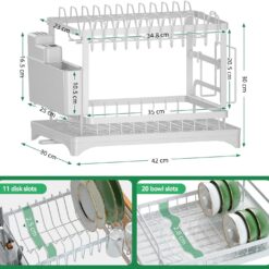 2-Tier Dish Drying Rack with Drainage Tray - Complete Storage Solutions