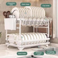 2-Tier Dish Drying Rack with Drainage Tray - Complete Storage Solutions
