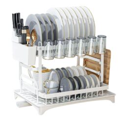 2-Tier Dish Drying Rack with Drainage Tray - Complete Storage Solutions