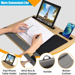 Oversized Portable Lap Desk with Cushion - Complete Storage Solutions