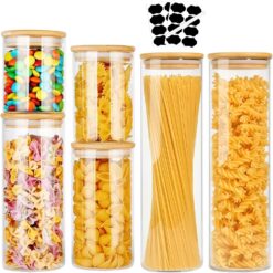 6 Pack Glass Storage Jars with Bamboo Lids