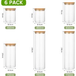Alternative view of 6 Pack Glass Storage Jars with Bamboo Lids