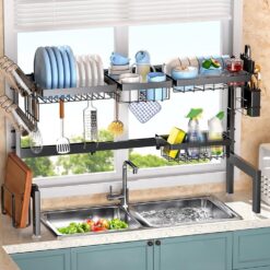 Adjustable Over the Sink Dish Drying Rack 85x30x59cm