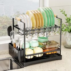 2-Tier Large Dish Drying Rack with Drainboard