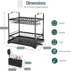 Alternative view of 2-Tier Large Dish Drying Rack with Drainboard