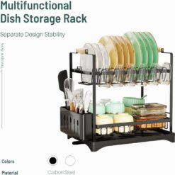 2-Tier Large Dish Drying Rack with Drainboard - Complete Storage Solutions