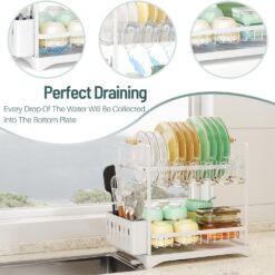 2-Tier Large Dish Drying Rack with Drainboard - Complete Storage Solutions