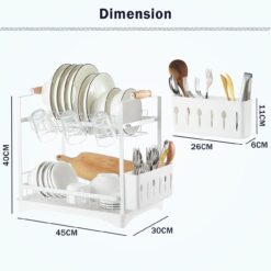 2-Tier Large Dish Drying Rack with Drainboard - Complete Storage Solutions