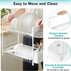 2-Tier Large Dish Drying Rack with Drainboard - Complete Storage Solutions