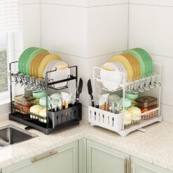 2-Tier Large Dish Drying Rack with Drainboard - Complete Storage Solutions