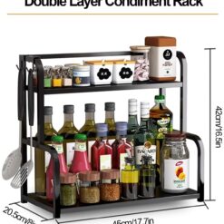Alternative view of 2-Tier Wooden Countertop Spice Rack 45x20.5x42cm