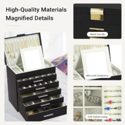 6-Layer Large Jewelry Organizer Box - Complete Storage Solutions