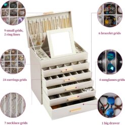 6-Layer Large Jewelry Organizer Box - Complete Storage Solutions