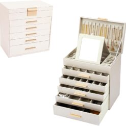 6-Layer Large Jewelry Organizer Box - Complete Storage Solutions