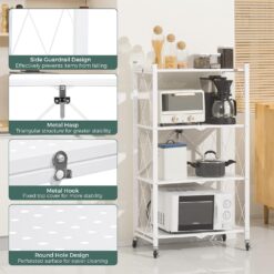 5-Tier Foldable Storage Shelf with Wheels 31x71x158cm - Complete Storage Solutions