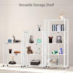 5-Tier Foldable Storage Shelf with Wheels 31x71x158cm - Complete Storage Solutions